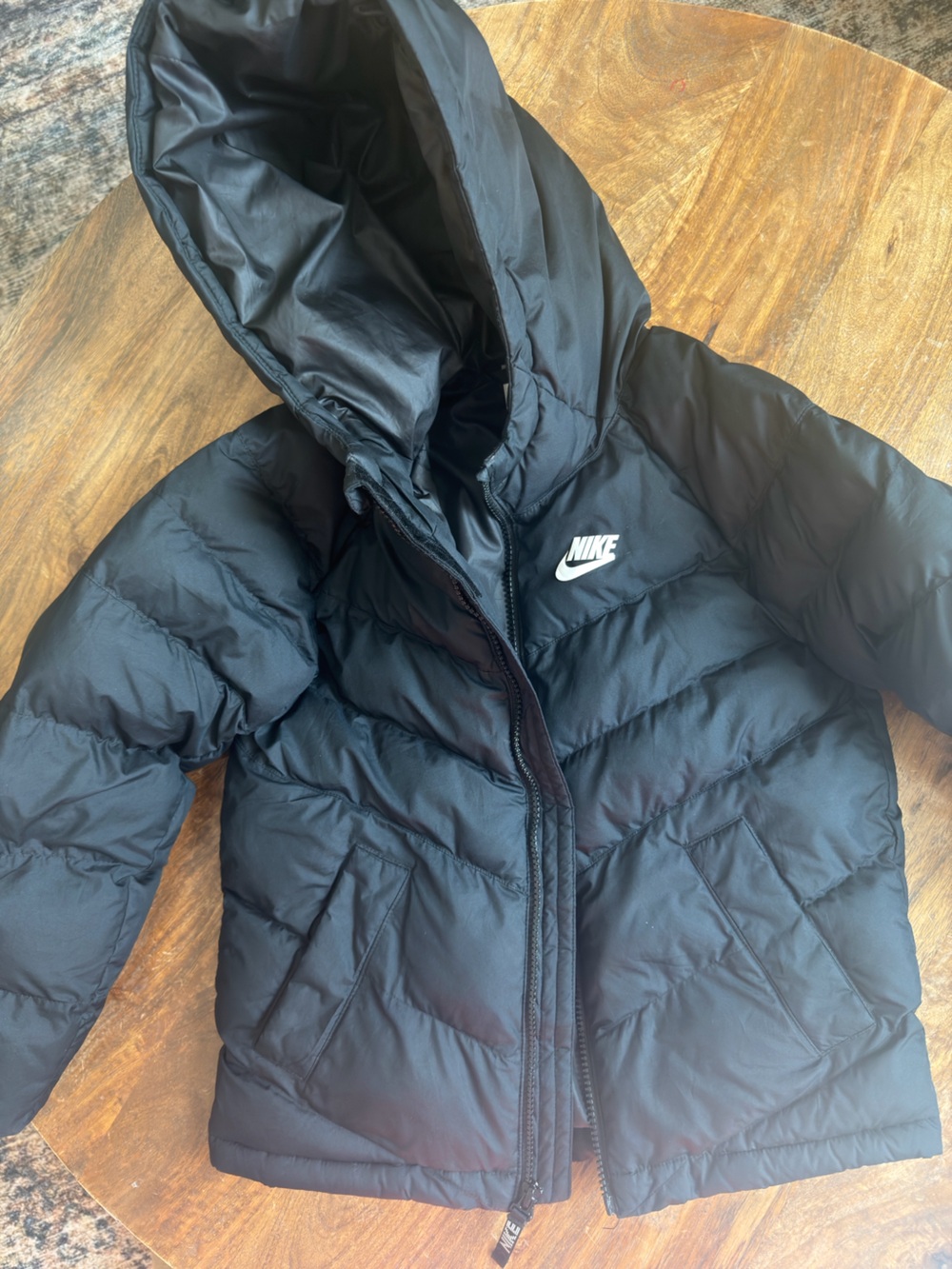 Nike Black Quilted Puffer Jacket with Hood - Kids